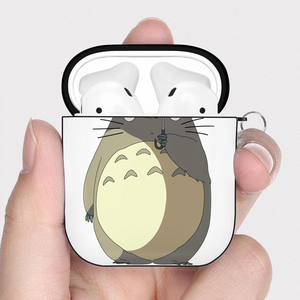 （画像用） となりのトトロ 草壁メイ 草壁サツキ My Neighbor Totoro Satsuki Kusakabe Mei Kusakabe AirPods 第2世代保護ケース ハードシェル ブラック 耐衝撃・防指紋・カラビナ付き