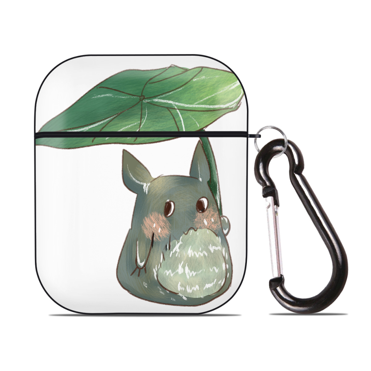 （画像用） となりのトトロ 草壁メイ 草壁サツキ My Neighbor Totoro Satsuki Kusakabe Mei Kusakabe AirPods 第2世代保護ケース ハードシェル ブラック 耐衝撃・防指紋・カラビナ付き