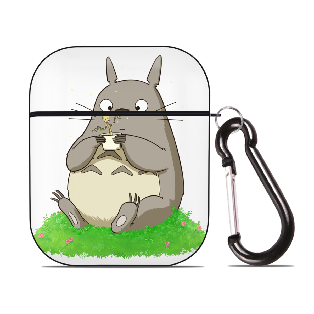 （画像用） となりのトトロ 草壁メイ 草壁サツキ My Neighbor Totoro Satsuki Kusakabe Mei Kusakabe AirPods 第2世代保護ケース ハードシェル ブラック 耐衝撃・防指紋・カラビナ付き