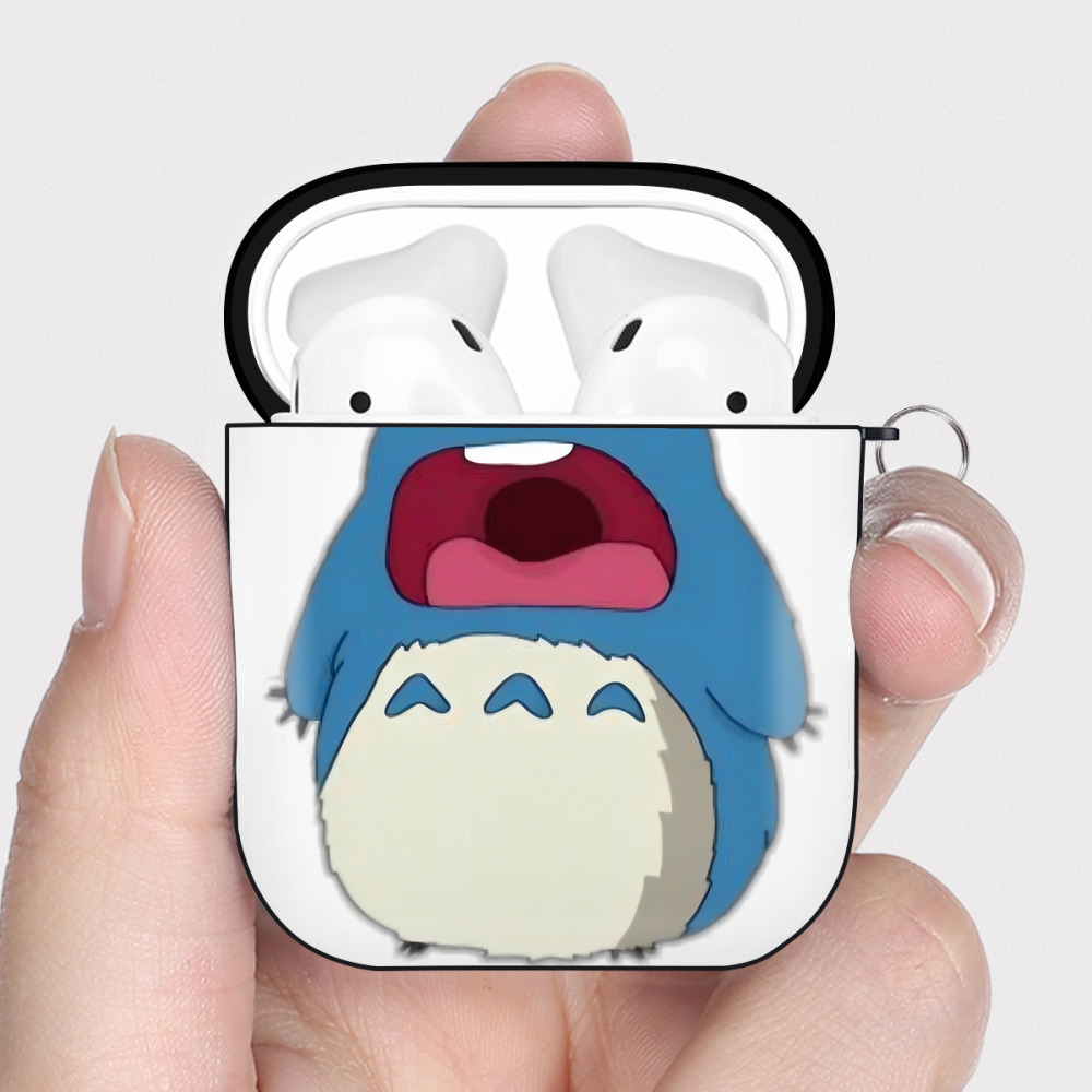 （画像用） となりのトトロ 草壁メイ 草壁サツキ My Neighbor Totoro Satsuki Kusakabe Mei Kusakabe AirPods 第2世代保護ケース ハードシェル ブラック 耐衝撃・防指紋・カラビナ付き