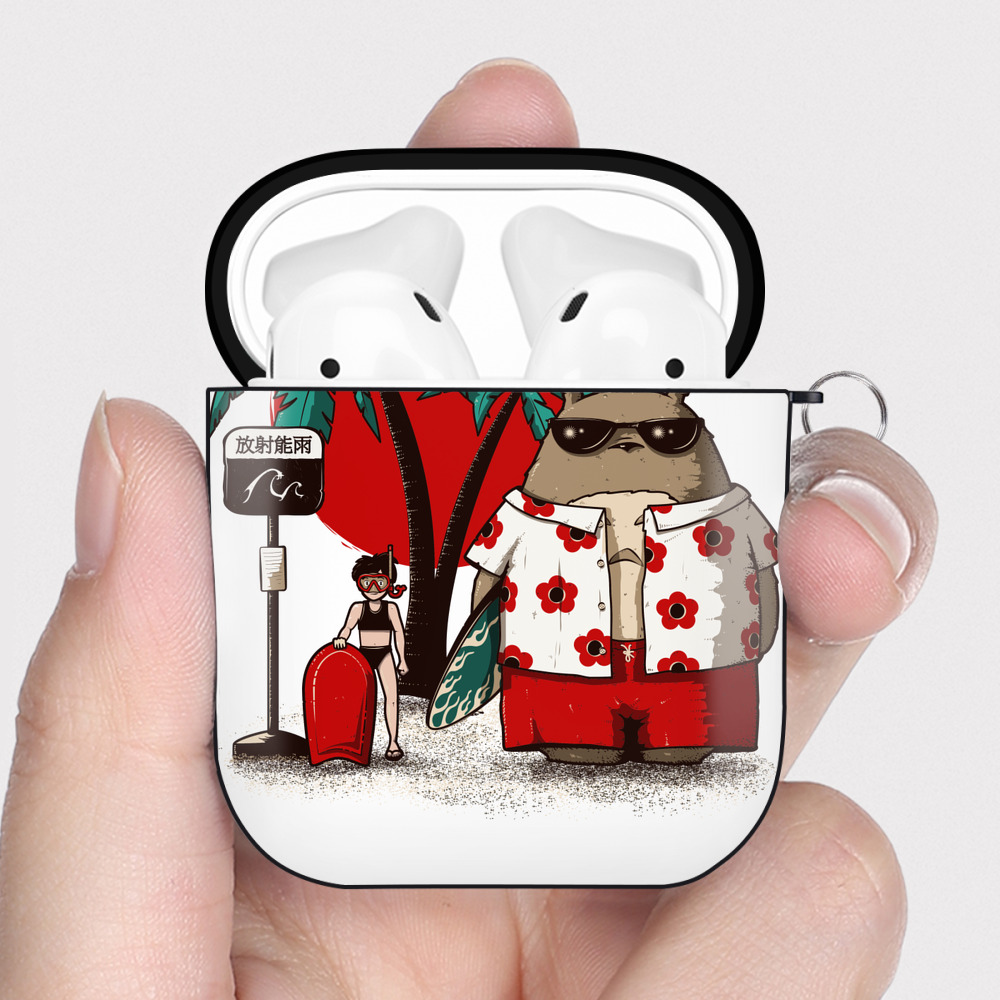 （画像用） となりのトトロ 草壁メイ 草壁サツキ My Neighbor Totoro Satsuki Kusakabe Mei Kusakabe AirPods 第2世代保護ケース ハードシェル ブラック 耐衝撃・防指紋・カラビナ付き