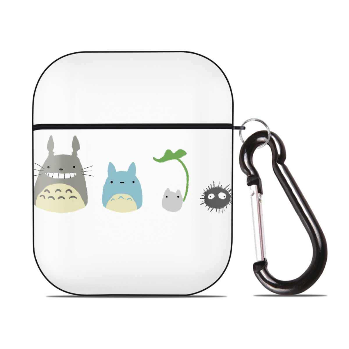 （画像用） となりのトトロ 草壁メイ 草壁サツキ My Neighbor Totoro Satsuki Kusakabe Mei Kusakabe AirPods 第2世代保護ケース ハードシェル ブラック 耐衝撃・防指紋・カラビナ付き