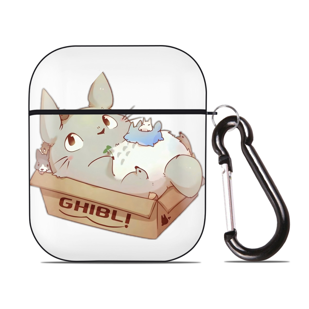 （画像用） となりのトトロ 草壁メイ 草壁サツキ My Neighbor Totoro Satsuki Kusakabe Mei Kusakabe AirPods 第2世代保護ケース ハードシェル ブラック 耐衝撃・防指紋・カラビナ付き