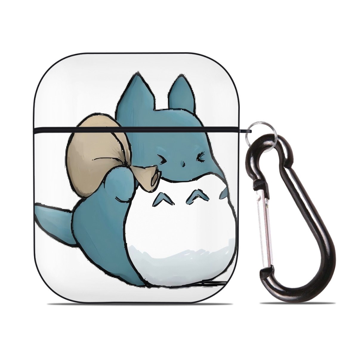 （画像用） となりのトトロ 草壁メイ 草壁サツキ My Neighbor Totoro Satsuki Kusakabe Mei Kusakabe AirPods 第2世代保護ケース ハードシェル ブラック 耐衝撃・防指紋・カラビナ付き