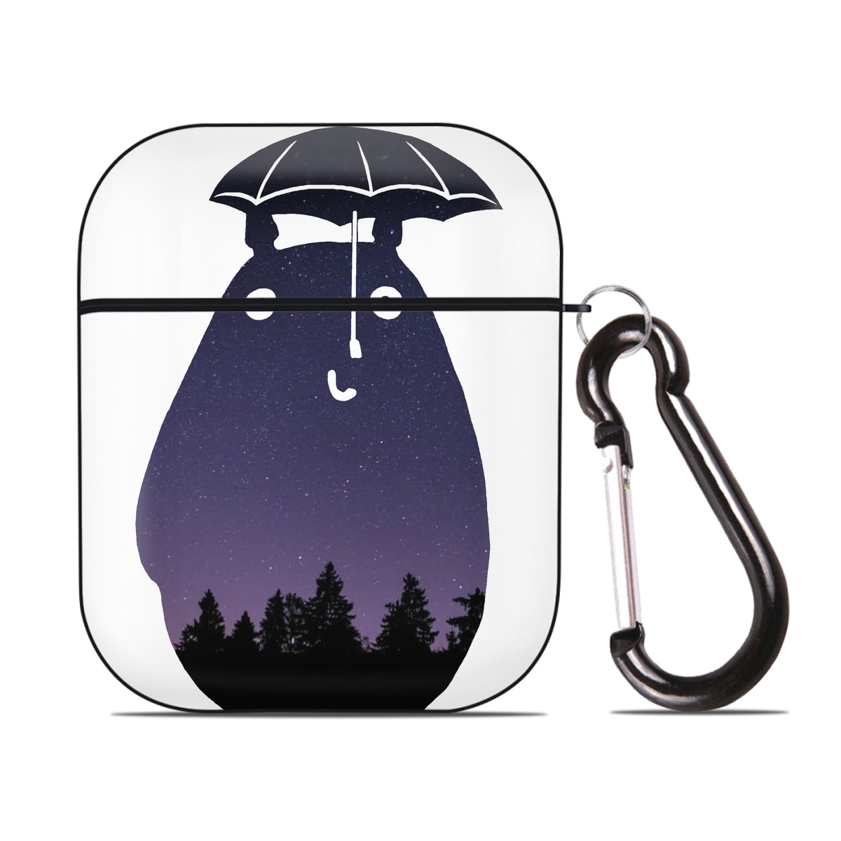 （画像用） となりのトトロ 草壁メイ 草壁サツキ My Neighbor Totoro Satsuki Kusakabe Mei Kusakabe AirPods 第2世代保護ケース ハードシェル ブラック 耐衝撃・防指紋・カラビナ付き