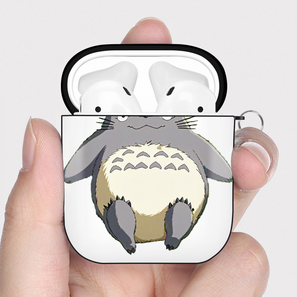 （画像用） となりのトトロ 草壁メイ 草壁サツキ My Neighbor Totoro Satsuki Kusakabe Mei Kusakabe AirPods 第2世代保護ケース ハードシェル ブラック 耐衝撃・防指紋・カラビナ付き