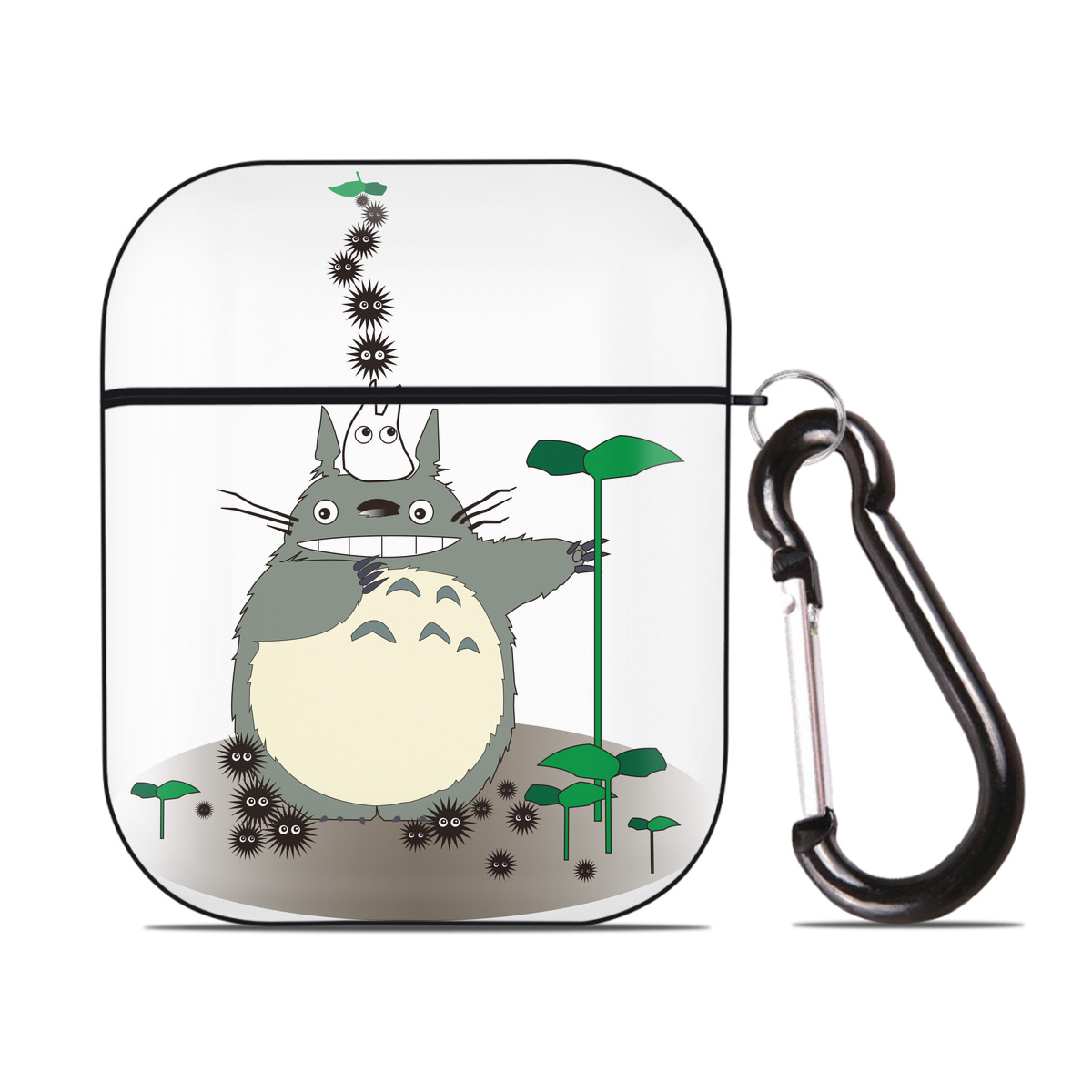 （画像用） となりのトトロ 草壁メイ 草壁サツキ My Neighbor Totoro Satsuki Kusakabe Mei Kusakabe AirPods 第2世代保護ケース ハードシェル ブラック 耐衝撃・防指紋・カラビナ付き