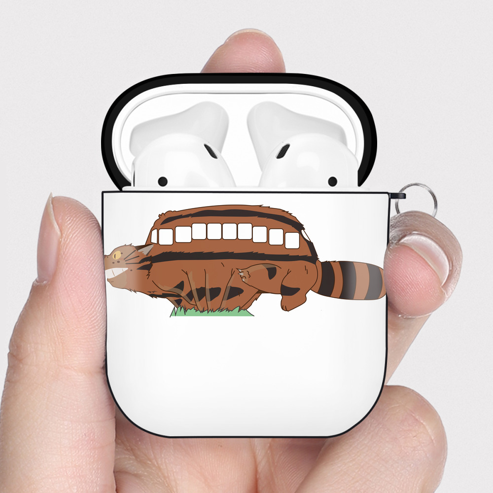 （画像用） となりのトトロ 草壁メイ 草壁サツキ My Neighbor Totoro Satsuki Kusakabe Mei Kusakabe AirPods 第2世代保護ケース ハードシェル ブラック 耐衝撃・防指紋・カラビナ付き