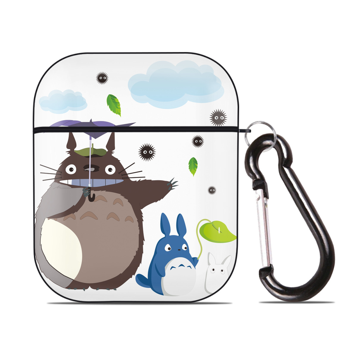 （画像用） となりのトトロ 草壁メイ 草壁サツキ My Neighbor Totoro Satsuki Kusakabe Mei Kusakabe AirPods 第2世代保護ケース ハードシェル ブラック 耐衝撃・防指紋・カラビナ付き