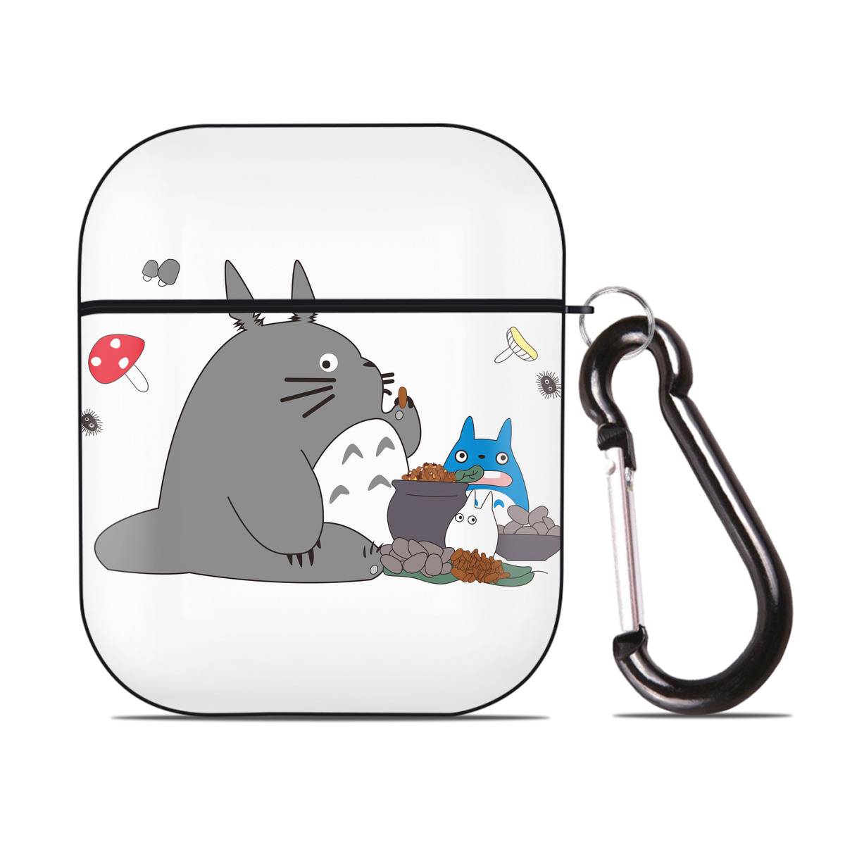 （画像用） となりのトトロ 草壁メイ 草壁サツキ My Neighbor Totoro Satsuki Kusakabe Mei Kusakabe AirPods 第2世代保護ケース ハードシェル ブラック 耐衝撃・防指紋・カラビナ付き