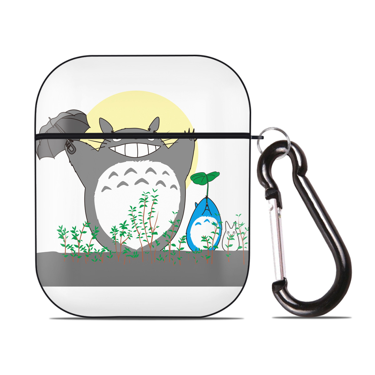 （画像用） となりのトトロ 草壁メイ 草壁サツキ My Neighbor Totoro Satsuki Kusakabe Mei Kusakabe AirPods 第2世代保護ケース ハードシェル ブラック 耐衝撃・防指紋・カラビナ付き