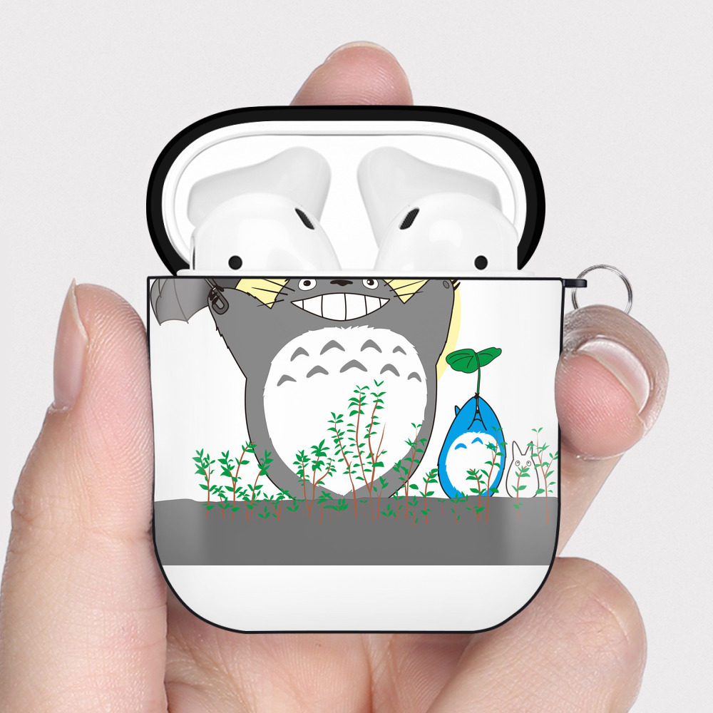 （画像用） となりのトトロ 草壁メイ 草壁サツキ My Neighbor Totoro Satsuki Kusakabe Mei Kusakabe AirPods 第2世代保護ケース ハードシェル ブラック 耐衝撃・防指紋・カラビナ付き