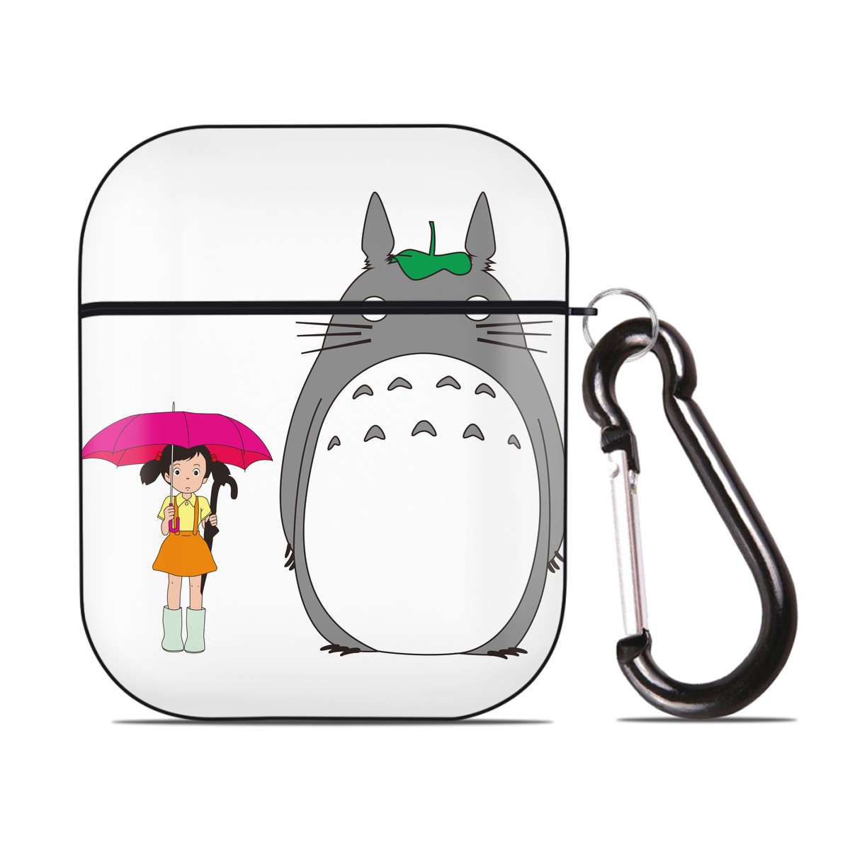 （画像用） となりのトトロ 草壁メイ 草壁サツキ My Neighbor Totoro Satsuki Kusakabe Mei Kusakabe AirPods 第2世代保護ケース ハードシェル ブラック 耐衝撃・防指紋・カラビナ付き