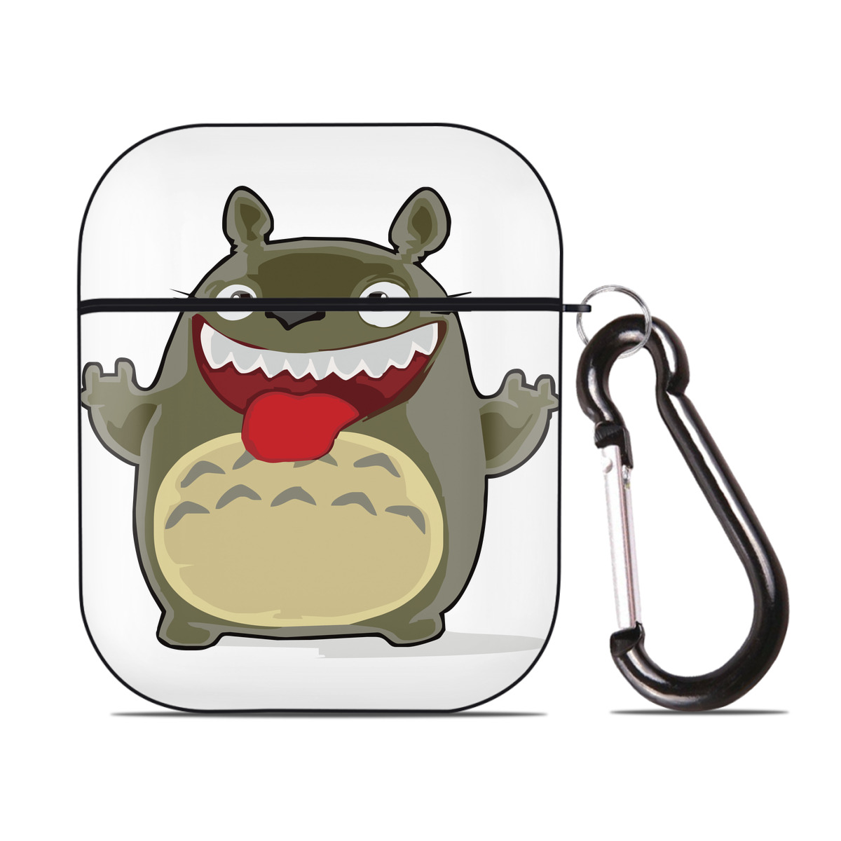 （画像用） となりのトトロ 草壁メイ 草壁サツキ My Neighbor Totoro Satsuki Kusakabe Mei Kusakabe AirPods 第2世代保護ケース ハードシェル ブラック 耐衝撃・防指紋・カラビナ付き
