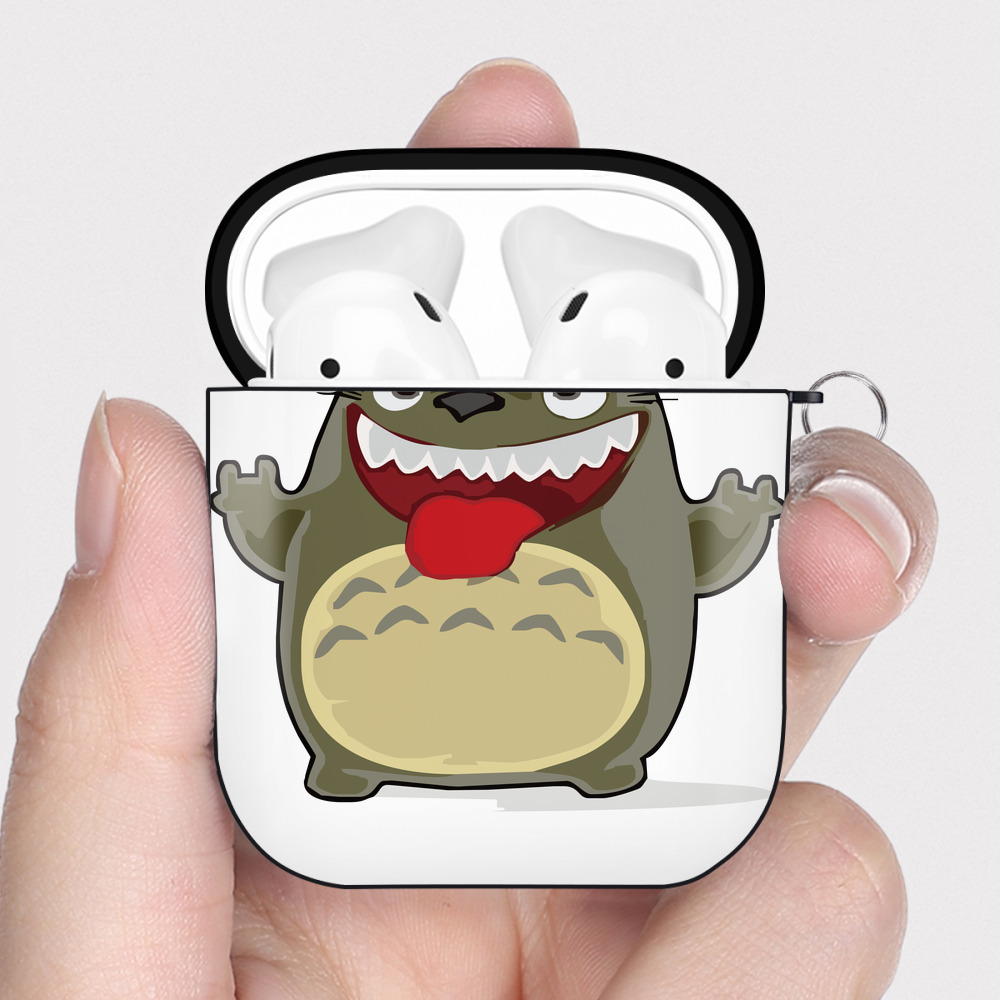 （画像用） となりのトトロ 草壁メイ 草壁サツキ My Neighbor Totoro Satsuki Kusakabe Mei Kusakabe AirPods 第2世代保護ケース ハードシェル ブラック 耐衝撃・防指紋・カラビナ付き