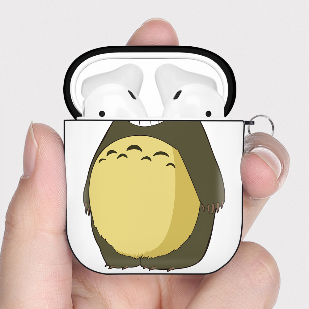 （画像用） となりのトトロ 草壁メイ 草壁サツキ My Neighbor Totoro Satsuki Kusakabe Mei Kusakabe AirPods 第2世代保護ケース ハードシェル ブラック 耐衝撃・防指紋・カラビナ付き