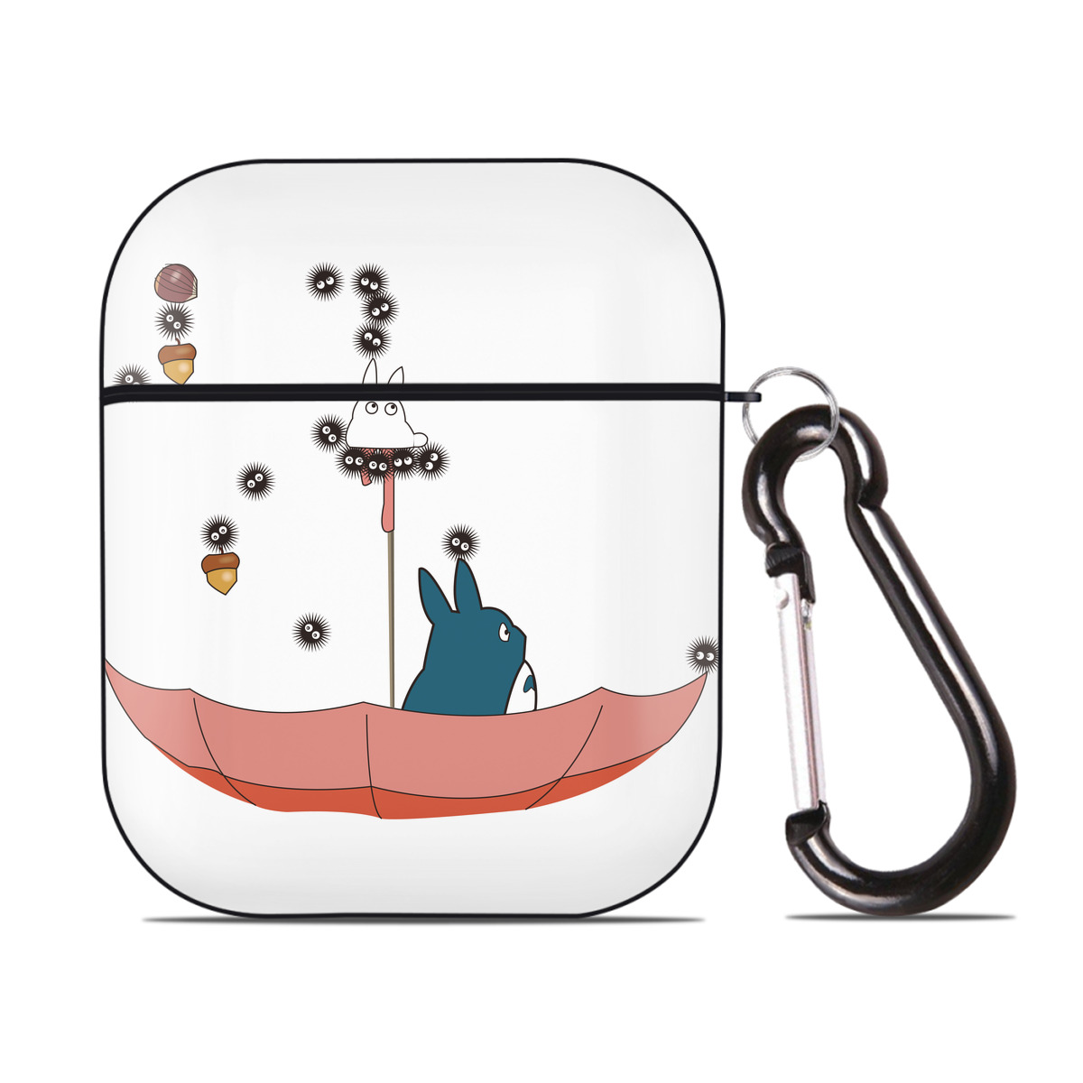 （画像用） となりのトトロ 草壁メイ 草壁サツキ My Neighbor Totoro Satsuki Kusakabe Mei Kusakabe AirPods 第2世代保護ケース ハードシェル ブラック 耐衝撃・防指紋・カラビナ付き