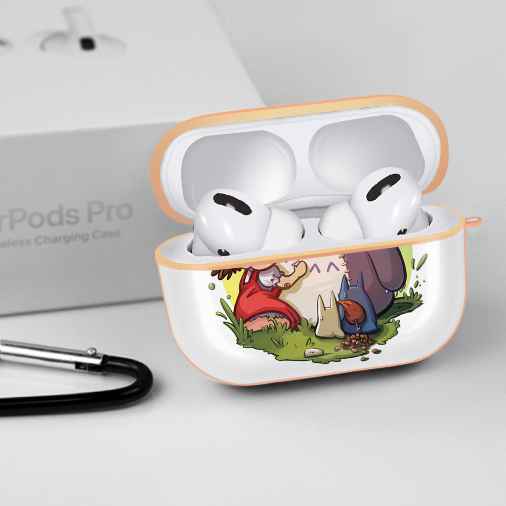 となりのトトロ 草壁メイ 草壁サツキ My Neighbor Totoro Satsuki Kusakabe Mei Kusakabe 【AirPods Pro用】ハードシェル保護ケース｜耐衝撃・防指紋・カラビナ付き商品仕様